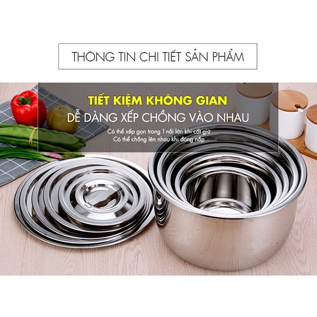 Bộ Nồi Inox 5 Món STOCK POT Không Quai Đủ Kích Cỡ Siêu Tiện Lợi Đa Năng