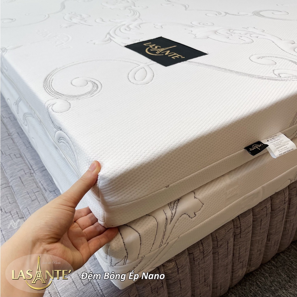 Đệm bông ép Nano kháng khuẩn chính hãng Lasante BH 5 năm