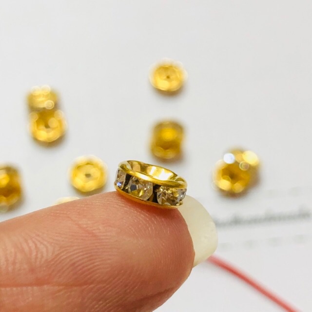 10 charm đá size 6mm, 8mm vàng bạc mix vòng hạt, vòng chuỗi, hoa tai