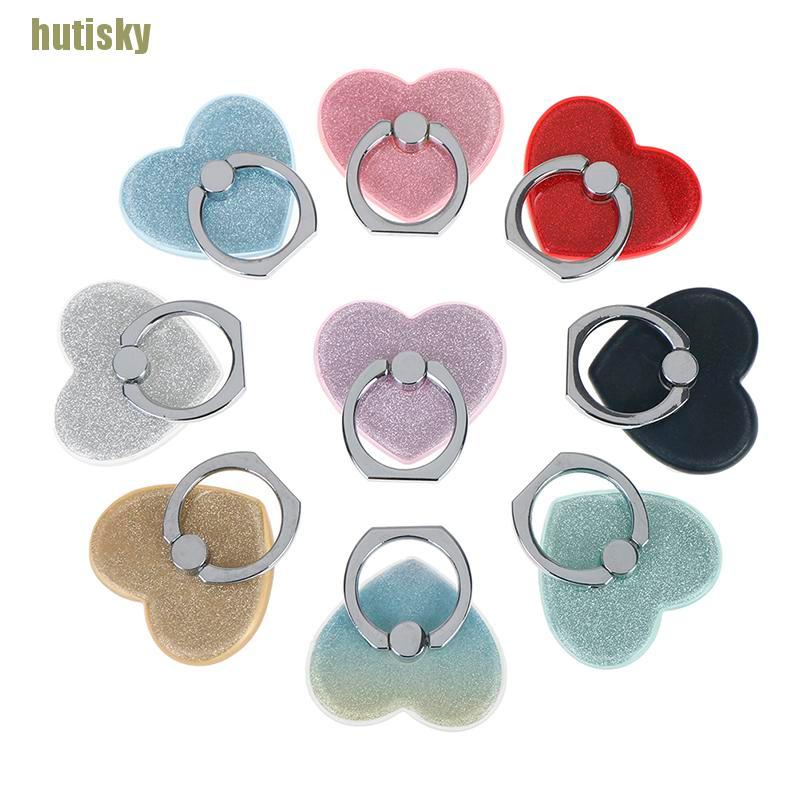 hutisky Universal heart glitter finger ring mobile phone smartphone stand holder CDH