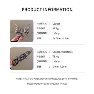 Kẹp Tóc Hình Bướm / Cá Mập Bằng Kim Loại Phong Cách Hàn Quốc Cá Tính Dành Cho Nữ