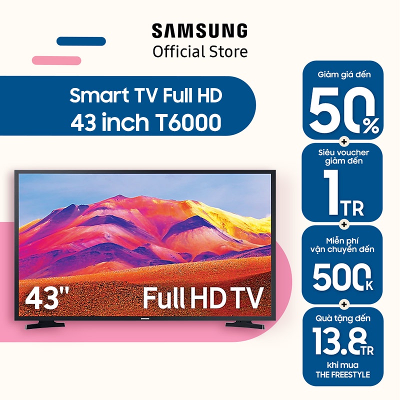 [Mã ELBAU7 giảm 7% đơn 5TR] Smart Tivi Samsung 43 Inch Full HD UA43T6000AKXXV - Miễn phí lắp đặt