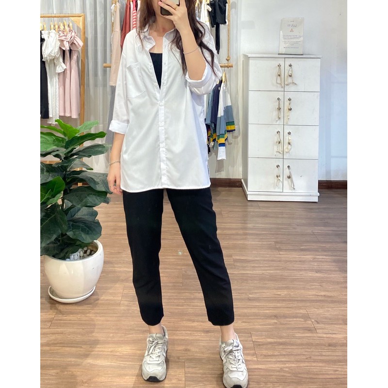 Áo sơ mi nữ tay dài form rộng basic RUCHANDESIGN