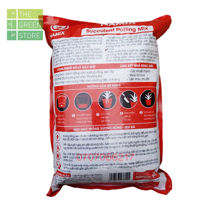 Đất trồng sen đá, xương rồng NAMIX (5dm3 khoảng 2.5kg) chuyên dùng cho cây mọng nước, cây khỏe, mau ra hoa, lên màu chuẩ