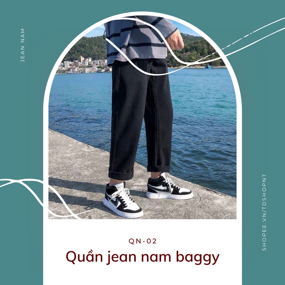 Quần Ống Rộng Quần Jeans Nam Rách Quần Ống Suông Baggy Đen | Tdshopnt - QN-02 | BigBuy360 - bigbuy360.vn
