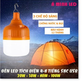 Đèn led tích điện 100w sử dụng 8 tiếng tặng kèm dây sạc usb - đèn tích điện-bóng đèn led-bóng đèn tích điện-đèn chống nư