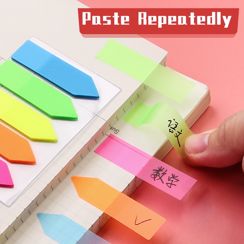 Set 100 giấy ghi chú màu huỳnh quang tiện dụng cho học sinh