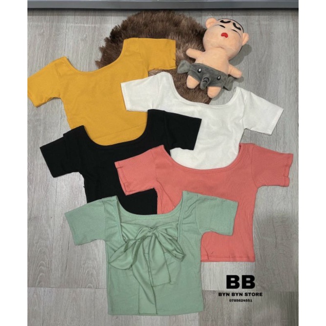ÁO ÔM CROPTOP CỔ VUÔNG NƠ SAU A59