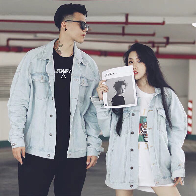 Áo Khoác Jean Nam Nữ Áo Jean 💖Bò Rin Form rộng Unisex BASIC Đen Trơn Cao Cấp loại 1 chuẩn VNXK