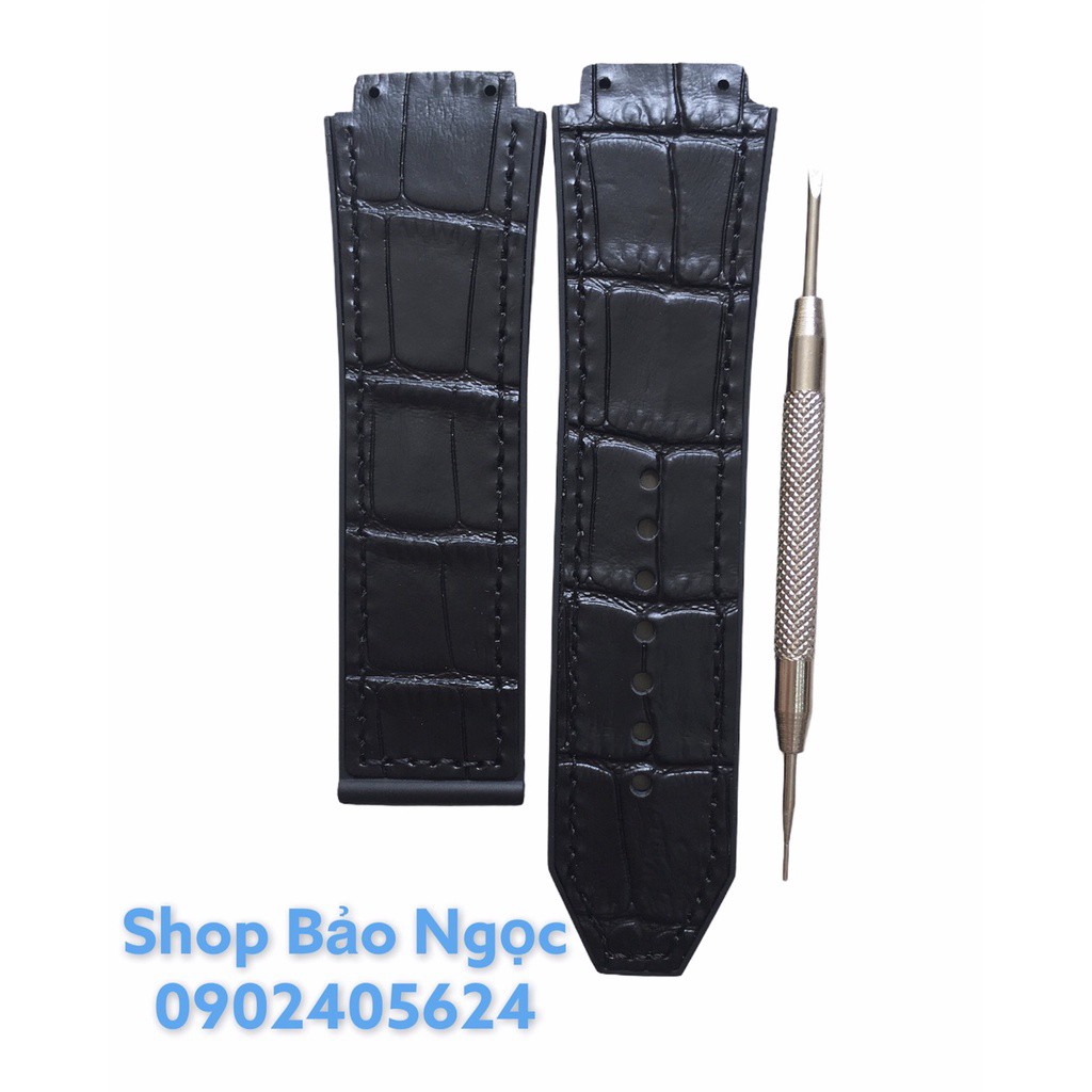 GIÁ ĐỘC NHẤT Dây đồng hồ cao cấp Hublot nam size 42 - Lót da vân đen 19 x 25 x 22mm (LDVĐ) - HÀNG MỚI VỀ