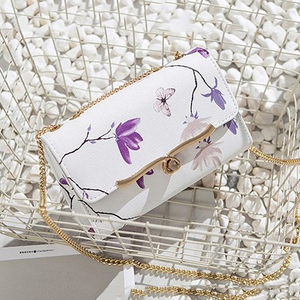 Túi Đeo Chéo Họa Tiết Giản Đơn Thanh Lịch Hoa Tím T29