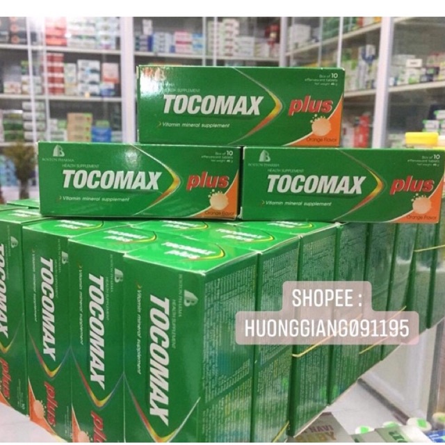 Viên sủi Cam sức khoẻ Tocomax plus tube 10 viên Boston