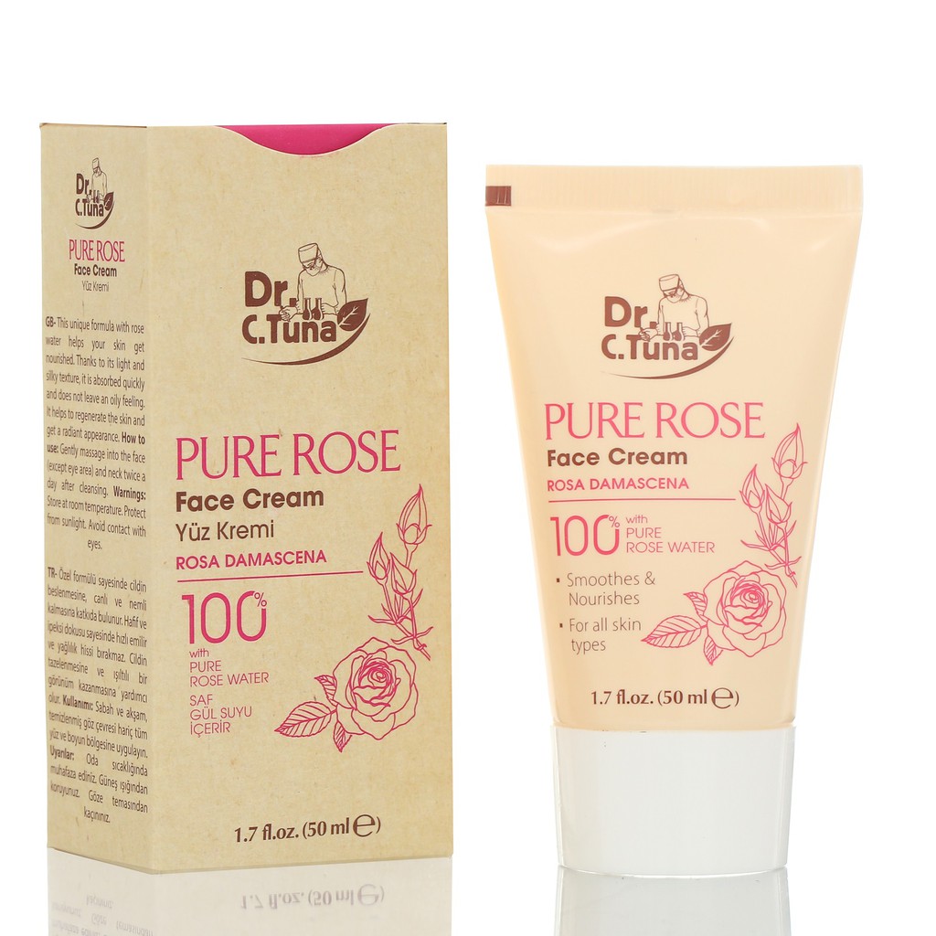 Kem Dưỡng Da Mặt Tinh Chất Hoa Hồng 100% Mịn Da, Không Nhờn Rít - Dr C Tuna Pure Rose Water Face Cream 50ml (1938ROSE03)