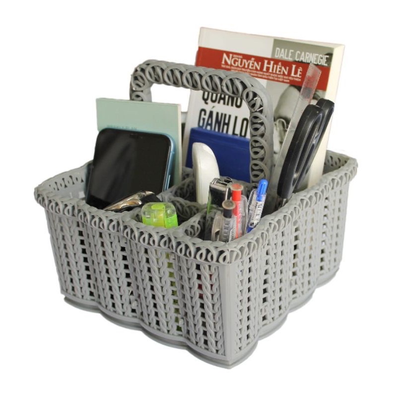 Giỏ Đựng Đồ Nail, Giỏ Đựng Đồ Trang Điểm 6 Ngăn Tiện Lợi (Giao Màu Ngẫu Nhiên)