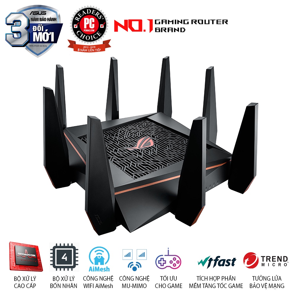 Bộ Thu Phát Wifi Router Wifi ASUS GTAC5300 Ba Băng Tần, Chuẩn AC5300 Hàng Chính Hãng