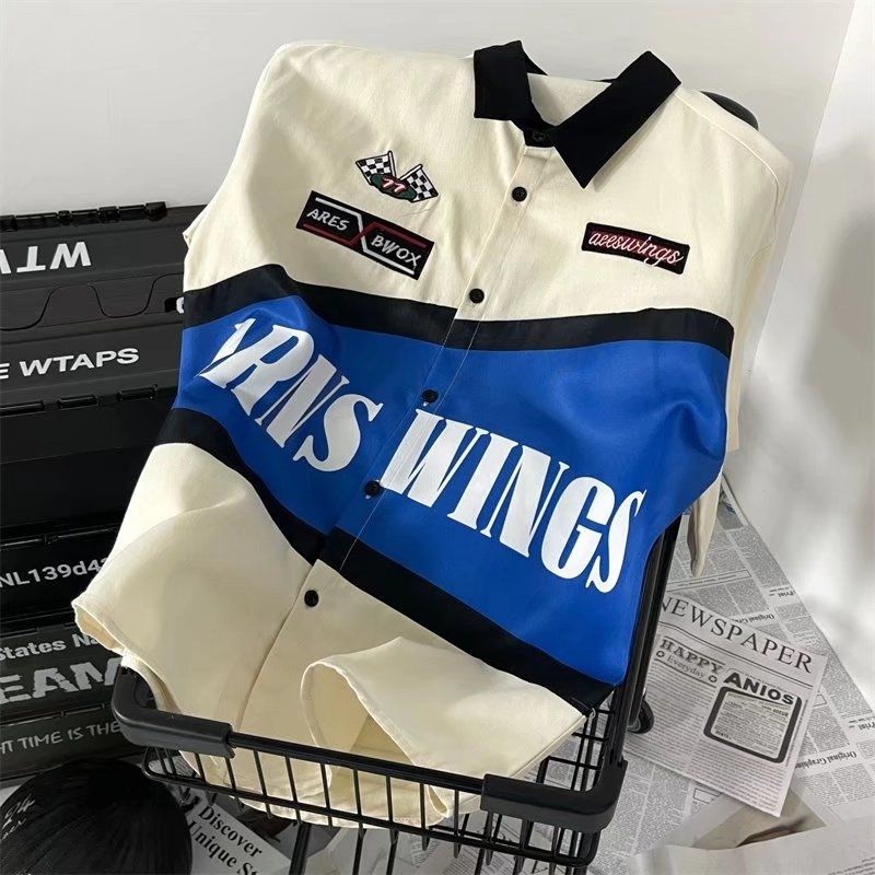 Áo Sơ Mi Ngắn Tay Dáng Rộng Thời Trang Retro Âu Mỹ Cá Tính Cho Nam