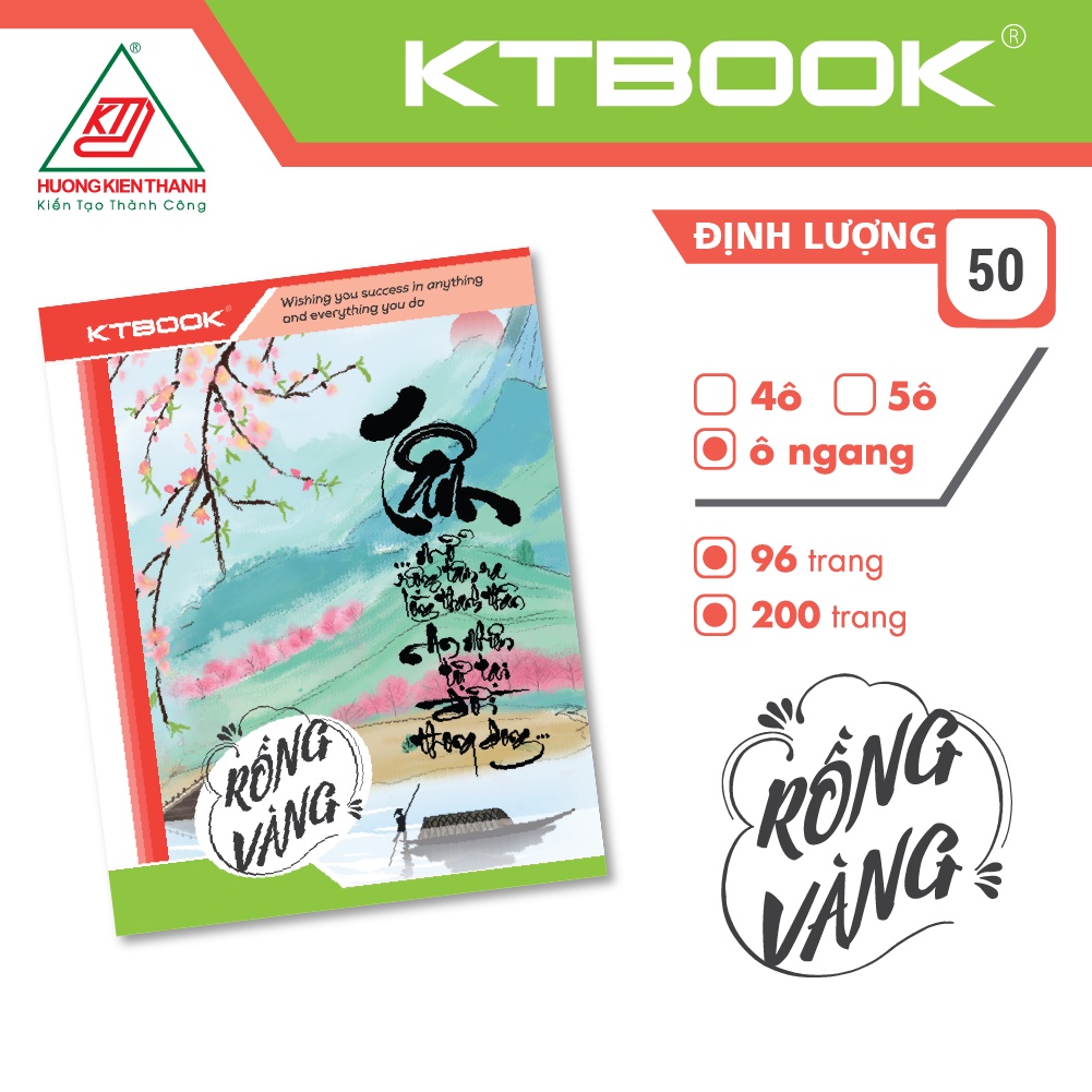 Gói 20 cuốn Tập Học Sinh KTBOOK Giá Rẻ Rồng Vàng giấy trắng ĐL 50 gsm - 96 trang