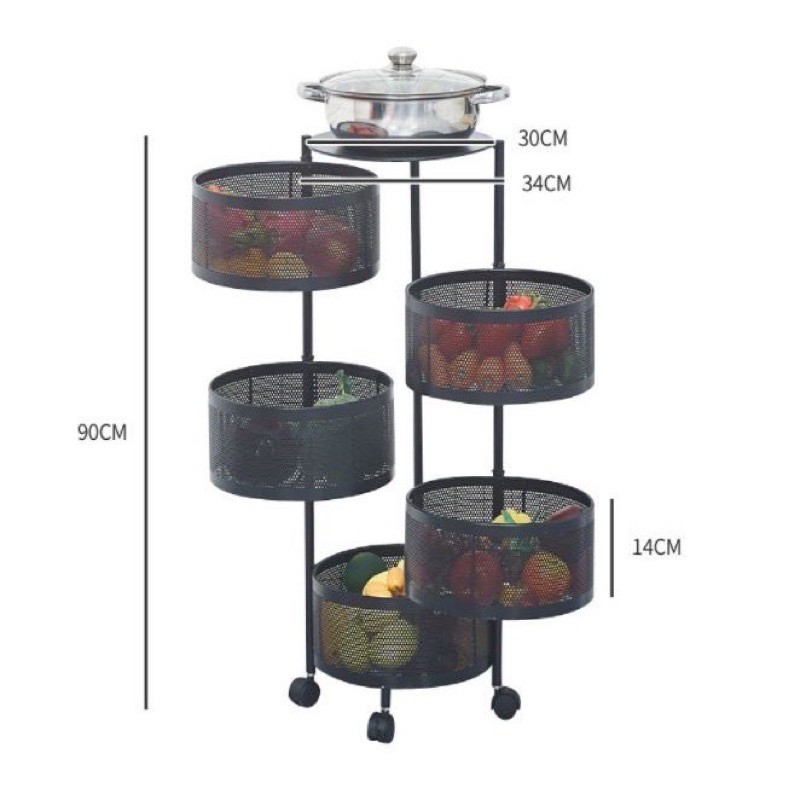 kệ bếp đa năng , kệ xoay tròn nhà bếp đựng rau củ quả có bánh xe 3 4 5 tầng chắc chắn tiện lợi thông minh giá rẻ