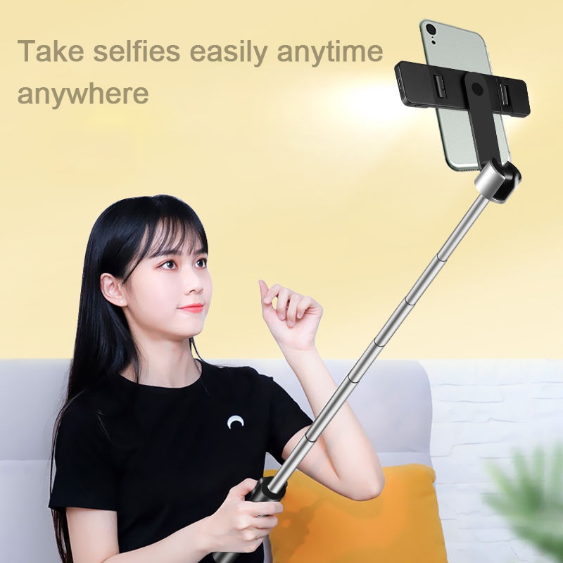 1 Meter High 3 Light Colors Protable 360 Degrees Rotation Selfie Stick With Bluetooth Wireless Remote Control And Detachable Removeable Rechargeable Fill Light For Travel