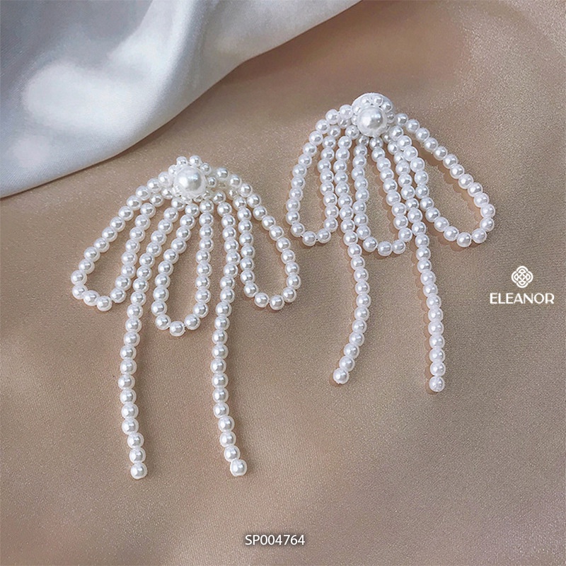 Bông tai nữ ngọc trai nhân tạo Eleanor Accessories chuôi bạc 925 phụ kiện trang sức chuỗi hạt hình nơ