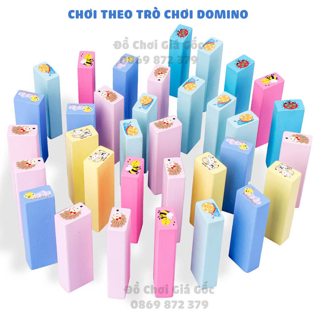 Bộ đồ chơi rút gỗ 51, 54 thanh in hình ngộ nghĩnh nhiều màu sắc cỡ lớn - trò chơi gắn kết gia đình