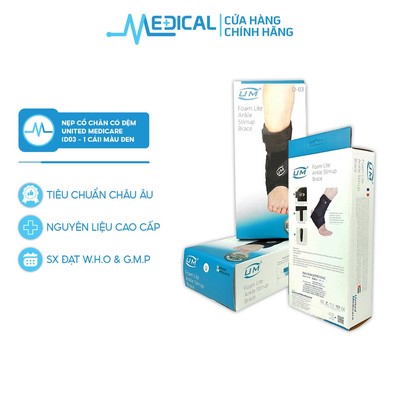 Nẹp cổ chân có đệm United Medicare D03 màu đen - MEDICAL
