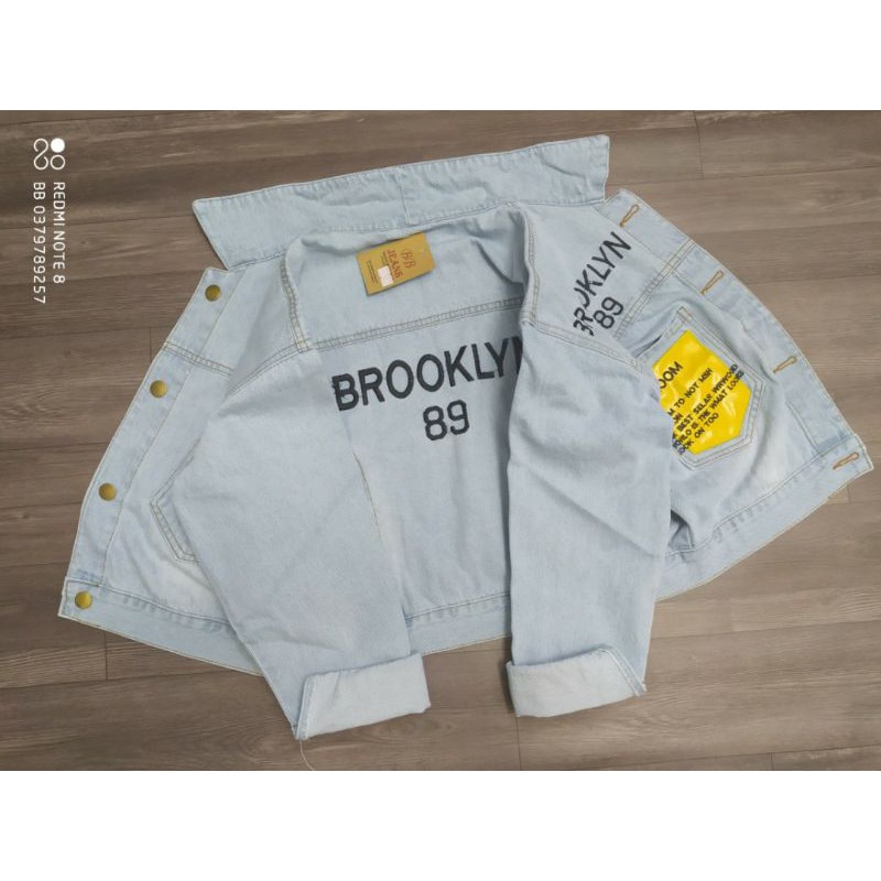 (sỉ) Áo khoác jean nữ xám xanh cao cấp form vừa 58Kg Brooklyn bao đẹp hình thật
