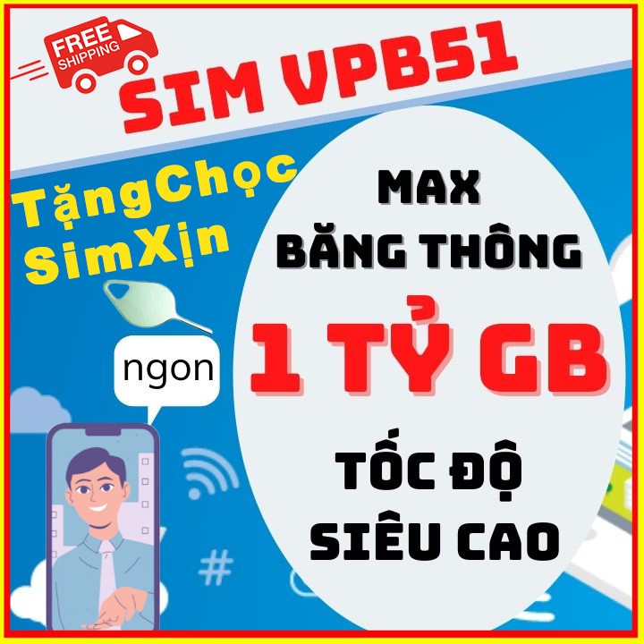 [VPB51] Sim Max Băng Thông Max Dung Lượng Mobifone 4G/3G UMAX50N U1500 DTHN ED50 FD50