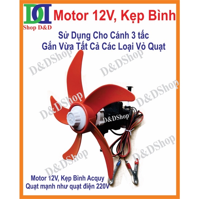 Bộ Motor 12V, Sử Dụng Cánh 30cm và 40cm. Chế Vỏ Quạt Cũ Thành Quạt 12V. Gắn Vừa Tất Cả Các Loại Vỏ Quạt.