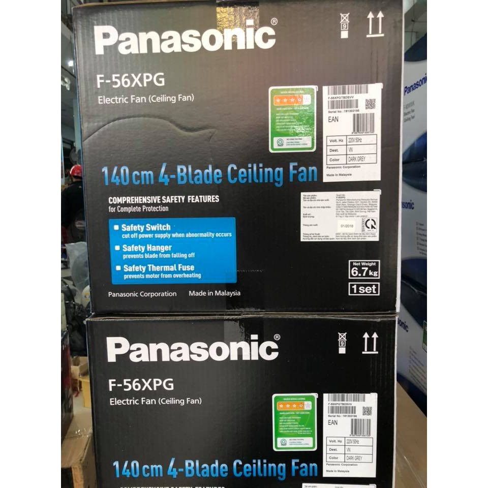 Quạt trần 4 cánh Panasonic F-56XPG có điều khiển (Đen) - 3 tốc độ gió - Công suất 59w - Bảo hành 12 tháng