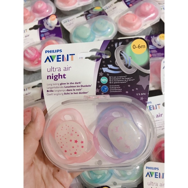 Ti giả PHÁT SÁNG , Núm vú Giả Avent dạ quang, Ti Ngậm thông khí