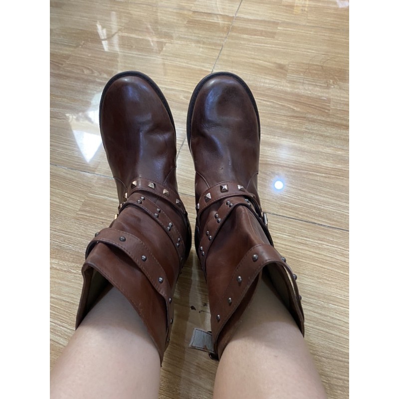 Boots ngắn, nâu bò, size 36 - hàng si 2nd