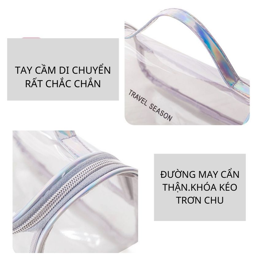 Túi Đựng Mỹ Phẩm Pvc Cao Cấp Size Lớn Đựng Đồ Trang Điểm Có Khóa Kéo SUNO STORE TMP06