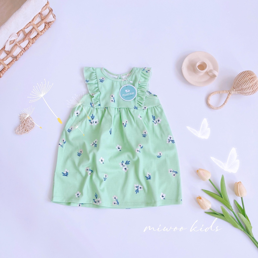 Váy Chất Cotton Mềm Cánh Tiên Kèm Khuy Lưng Giọt Nước Cho Bé Gái MINTSCLOSET Size Từ 1 - 6 Tuổi - GV0039