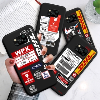 Dành Cho Xiaomi Poco X3 NFC X3 Pro Silicon Lỏng Sáng Tạo DHL Express Nhãn Hải Quan Vỏ Điện Thoại Full Cover Vỏ Chống Sốc