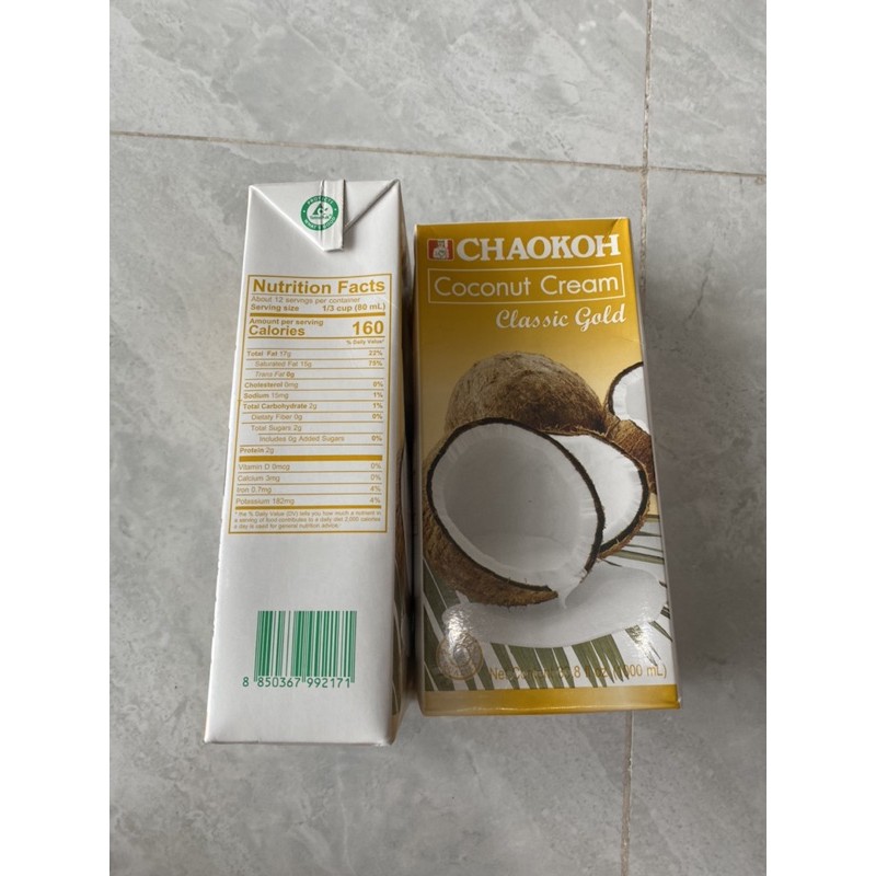 Nước cốt dừa coconut cream chaokoh 1L