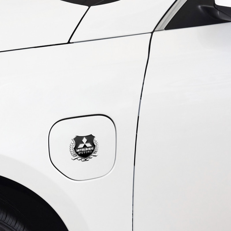 Set 2 sticker kim loại trang trí xe hơi Mitsubishi Xpder Attrage Outlander Triton Pajero Jolie Lancer