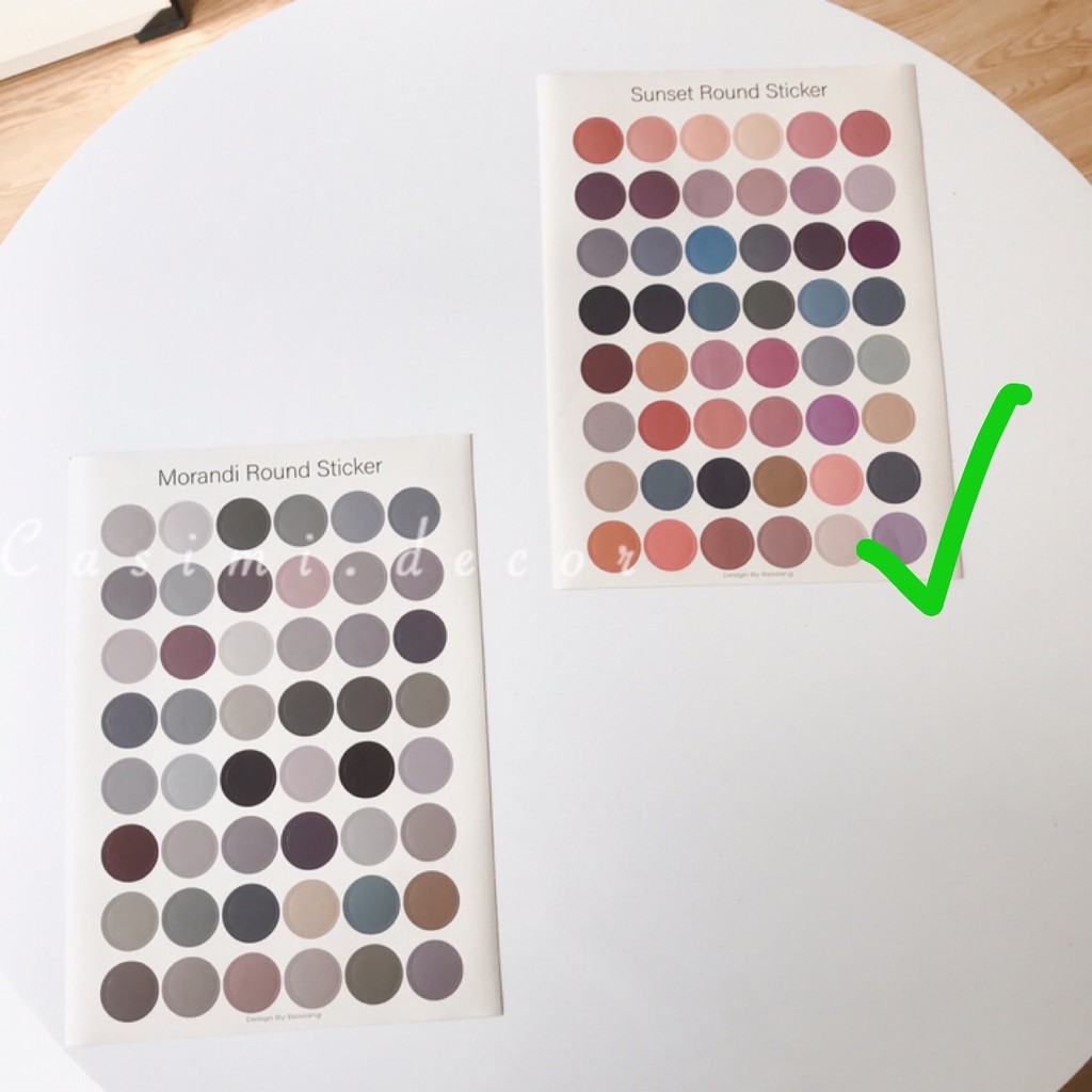 [FOLLOW US GIẢM 30K] Sticker tròn Morandi SUNSET dán bìa ảnh VINTAGE trang trí tường phụ kiện dán postcard Casimi Decor