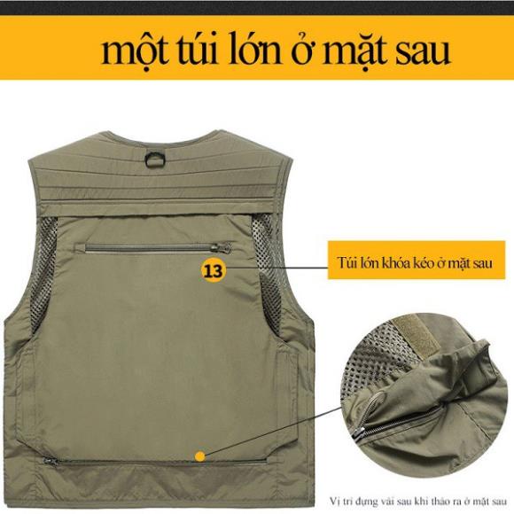 Áo gile nhiều túi cho nhà báo, nhiếp ảnh ,dân câu cá , phượt thủ - NTC