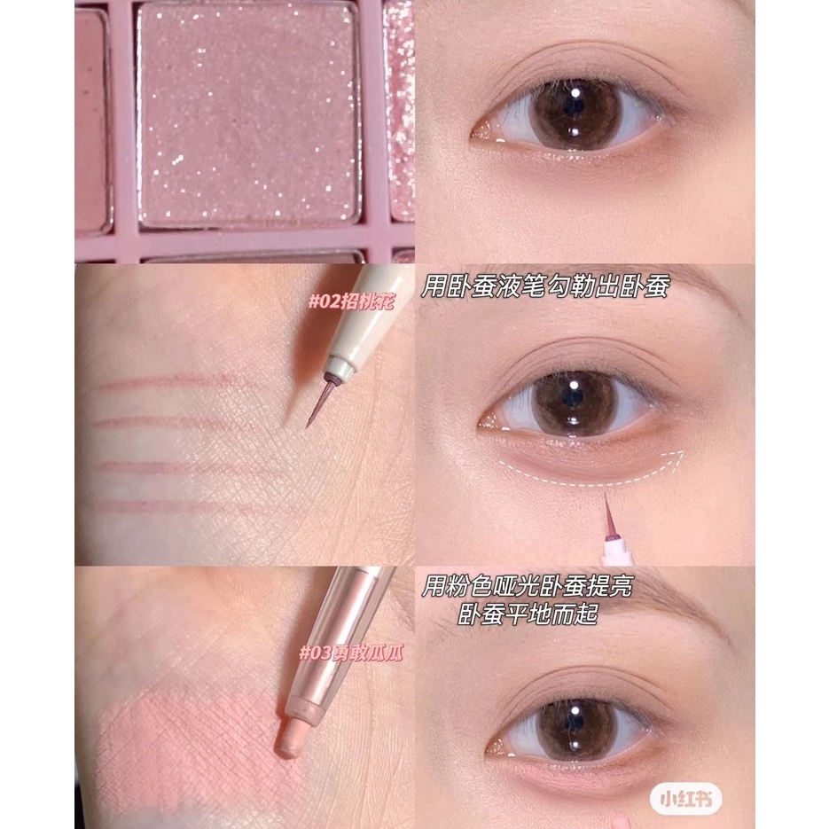 Bộ Bút Kẻ Mắt Dạng Lỏng SWEET MINT 0.005mm + Bút Kẻ Mắt Aegyo Sal Màu Hồng Không Nhòe Chống Nước Lâu Trôi