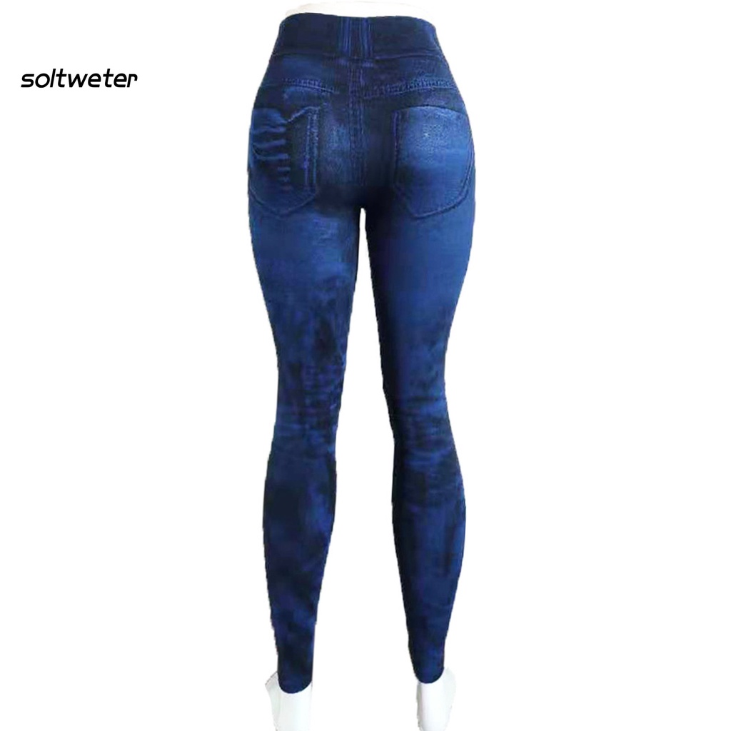 Quần legging giả jean rách thời trang cho nữ