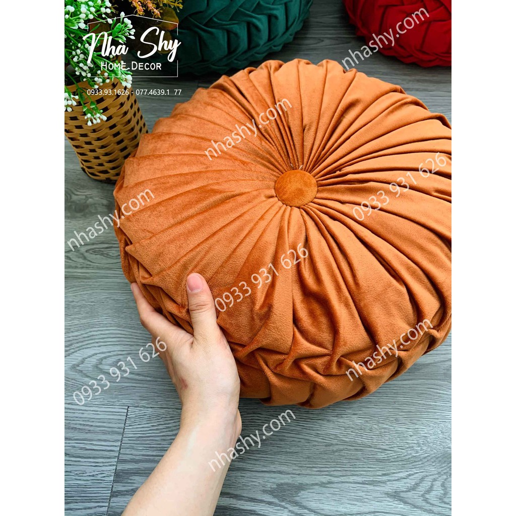 Đệm Tròn Ngồi Bệt - Hình Bí Ngô - Size đường kính 35cm - NHÀ SHY