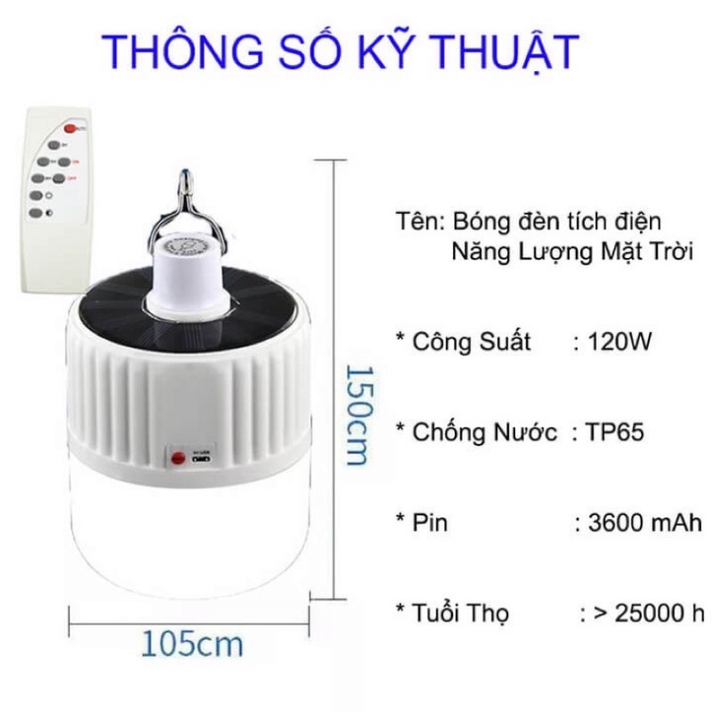 Bóng đèn LED tích điện, Có remote điều khiển 4 chế độ 100W+120W+150W | BigBuy360 - bigbuy360.vn