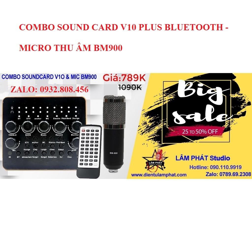 [HOT SALE] Trọn Bộ Thu âm V10 PLUS  BLUETOOTH + MIC THU ÂM - BM900 hát LIVESTREAM, KARAOKE CHUẨN PHÒNG THU