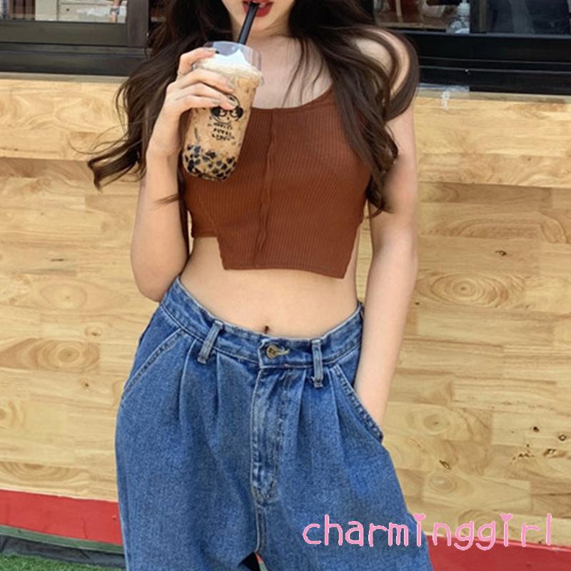 Áo hai dây dệt kim màu sắc thời trang cho nữ