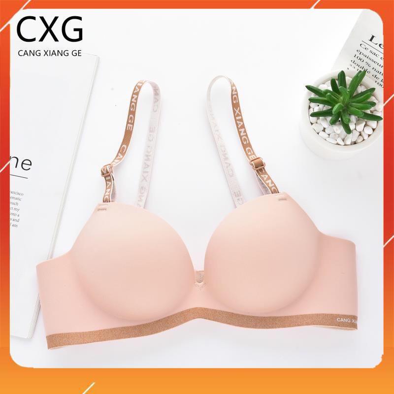 Áo lót nữ su đúc trơn không gọng nâng ngực phối viền dây chữ, chip A7350