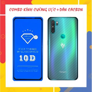 Combo Kính cường lực màn hình và miếng dán lưng cacbon cho Vsmart Active 3