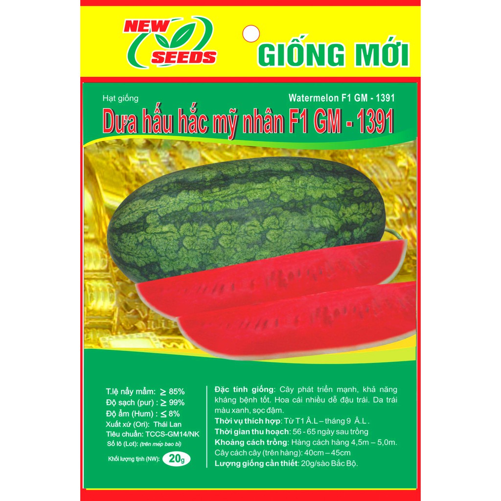 Hạt giống Dưa hấu hắc mỹ nhân F1 GM1391 - 20g
