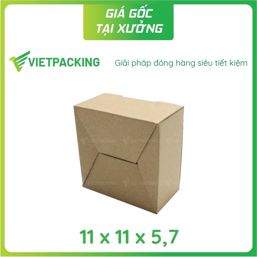 11x11x6 - 50 hộp carton nắp gài 1 đầu vuông siêu cứng V040