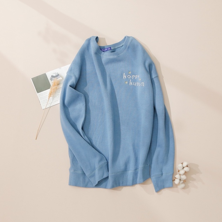 Áo Sweater Nữ MOMOCO Chất Liệu Nỉ Dày Dặn, Ấm Áp Màu Xanh/Đen M2930